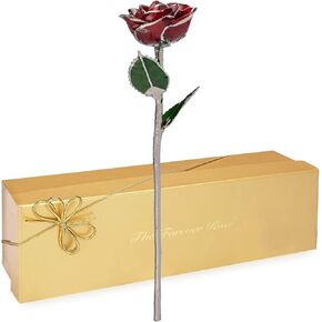 Forever Rose Platinum Purple Rose Platinum Trimmed Rose with Beautiful 2 Toned Purple Color, an Eternal Gift; Hand Dipped & Trimmed in Platinum w/Certificate of Authenticity