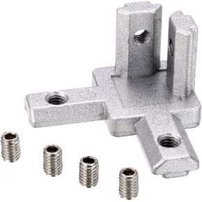 4-Pack Black 2020 Series 3-Way End Corner Bracket Connector, with Screws for Standard 6mm T Slot Aluminum Extrusion Profile