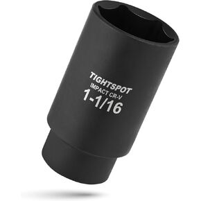 TIGHTSPOT 1/2 Inch Drive - 1 1/16 Inch Deep Impact Socket with Anti-Rounding 6 Point Design, Heat-Treated CRV Steel
