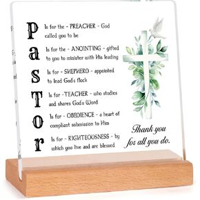 Pastor Appreciation Gifts, Thank You Acrylic Plaque with Wooden Stand, Pastor Gifts for Men, Gifts for Pastor, Preacher, Sign Decoration