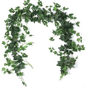 RECUTMS Artificial Vines Ivy Garland 3Pcs 6.3Ft Fake Green Leaves Ivy Garland Faux Hanging Plants Greenery Decor Artificial Vines for Home Outdoor Indoor Home Wall Garden Table Wedding Room Decor