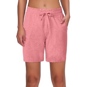 ChinFun Women's Yoga Bermuda Shorts Athletic Lounge Cotton Sweat Shorts 10" Long Shorts Workout Running Shorts
