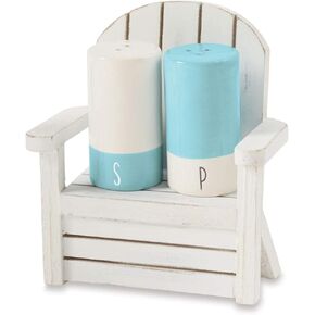 Mud Pie Salt and Pepper Shaker in Wood Chair Set of 3