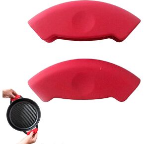 Jean-Patrique Assist Silicone Handle Cover for Whatever Pan - Set of 2 Red Silicone Hot Handle Holder for Granite Pan - Up to 464 F Heat-Resistant Cast Iron Skillet Handle Covers