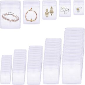 30 Pieces EVA Clear Jewelry Anti Oxidation Bag Plastic Transparent Zipper Bags Earrings Rings Bracelet Necklaces Soft Jewelry Storage Packaging Bags (30PCS Pink EVA Jewelry Bag)