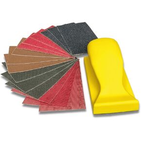 SCORCH MARKER - Hand Sander Kit, Sanding Block, with Durable Mesh Net System & Ergonomic Handle, Includes 320, 600 Grit Sandpaper, and More, Reusable for DIY Projects, Home Decor, & Crafts