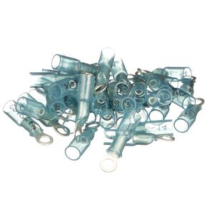 Seachoice Marine Grade Heat-Shrinkable Ring Terminal, Fits #10 Stud, 16-14 Wire Range, Blue, Pack of 25