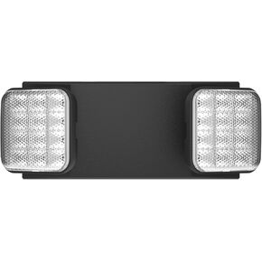 6 عبوات من SPECTSUN علامة خروج LED سوداء مع أضواء الطوارئ وبطارية احتياطية - سلك صلب قابل للتعديل 2 رأس LED - معتمد من UL - 120-277VAC/تركيبات أضواء الطوارئ التجارية للمنزل/العمل.