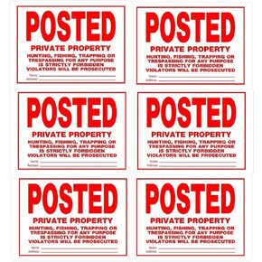 HILLMAN 840159 Posted Private Property Hunting, Fishing, Trapping or Trespassing for Any Purpose is Strictly Forbidden Violaters Will Be Prosecuted Sign, White and Red Aluminum, 10x14 Inches 1-Sign