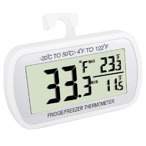 Waterproof Refrigerator Fridge Thermometer, Digital Freezer Room Thermometer, Max/Min Record Function Large LCD Screen and Magnetic back for Kitchen, Home, Restaurants (2 pack)