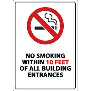 Zing Green Products 1875S Recycled Polystyrene "No Smoking Within 10 Feet" Label, Self-Adhesive, 7" Length, 5" Width, Pack of 2