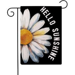 مرحبا الشمس المشرقة حديقة العلم الربيع الصيف الأزهار مزدوجة من جانب ديزي ترحيب الزخرفية الصغيرة الخيش حديقة الأعلام 12.5 × 18 بوصة الزينة الموسمية لساحة الحديقة الفناء في الهواء الطلق (أسود) in Kuwait