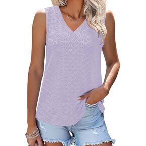 Rapbin Womens Tank Tops 2024 Summer V Neck Sleeveless Shirts for Women Loose Casual