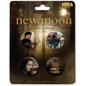 The Twilight Sage, New Moon 4 Pin Button Set Jacob Black Wolf Pack