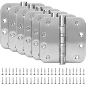 3 Pack Stainless Steel Black Door Hinges for Exterior & Interior Doors, 4.0 x 4.0 Inch Heavy-Duty Ball Bearing Door Hinges with 5/8" Radius Corners