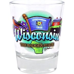 Wisconsin Badger State Elements Shot Glass