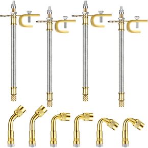 Hotop 4 Pieces Valve Stem Extension Stainless Steel Tire Extender Braided Valve Stem Extender 6 Pieces 45 90 135 Degree Brass Valve Stem Extender Tire for Most Cars Truck (Silver,7 Inch)