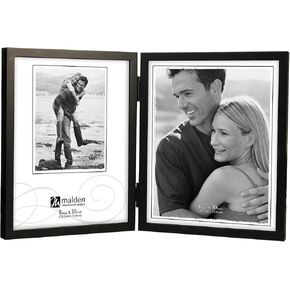 Malden International Designs Black Concept Wood Picture Frame, Double Vertical, 2-8x10, Black