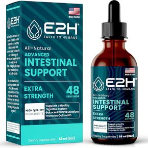 E2H Advanced Intestinal Support - Natural Intestinal Cleanse and Digestive Cleanse Supplement - Wormwood and Black Walnut Extract - Non-GMO, Vegan - 2 Fl Oz