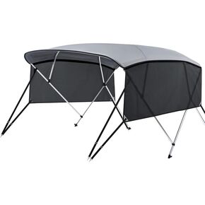 KAKIT 3 4 Bow Bimini Tops with Mesh Sidewalls Support Poles for Boats Marine Grade Canvas Top Includes 2 Straps Storage Boot 1 Inch Aluminum Frame