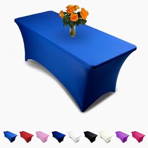 Luxury Collection Black 6ft Tablecloth Rectangular Spandex Linen - Table Cloth Fitted Cover for 6 Foot Folding Table, Wedding Linens Banquet Cloths Rectangle Covers