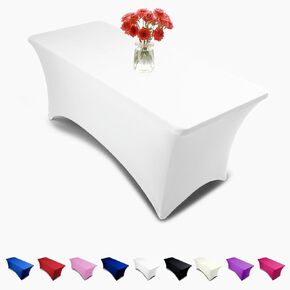 Luxury Collection Black 6ft Tablecloth Rectangular Spandex Linen - Table Cloth Fitted Cover for 6 Foot Folding Table, Wedding Linens Banquet Cloths Rectangle Covers in Saudi Arabia