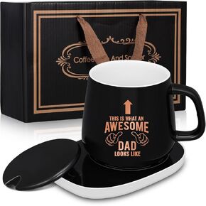Hushee Tearcher's Day Coffee Mug Warmer للنساء 13.5 أوقية كوب أكثر دفئا مع مجموعة القدح الكهربائية الشاي المياه الدافئة سخان كوب تقدير مع ملعقة غطاء وقاعدة لهدايا مكتب مكتب، أبيض