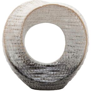 8" Cut-Out Sculpture - Creative Abstract Gray and Ivory Ceramic Statue For Home or Office Decor - Decorative Table Accent