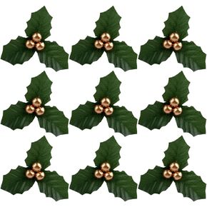 20 Pcs Christmas Holly Berries Faux Berry Flowers with Leaves Xmas Berry Picks Christmas Wreath Branches Christmas Vase Fillers Red
