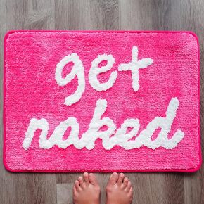 Evovee Get Naked Bath Mat Funny Cute Bathroom Rugs Get Naked Rug Shower Funny Bathroom Decor Fun Cute Bath Mat Non-Slip Washable College Hot Pink