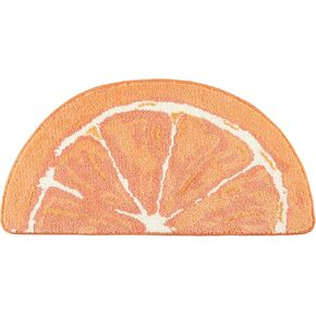 TOWN & COUNTRY PLAY Citrus Slice Lime Half Circle Shaped Bath Mat, Absorbent Tufted Floor Mat, Non-Slip Backing, Machine Washable, Green, 34.7"x18.1"