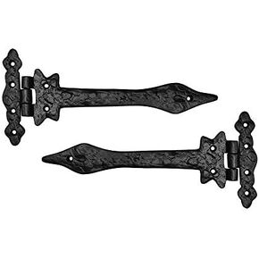 T Hinge Set - 8 Piece Gate Hinges for Wooden Fences Heavy Duty - Barn Hinges for Doors - Black Hinges – Hinges for Shed Door - Door Hinges Black Matte - Hinges Outdoor - Fence Strap Hinge Set