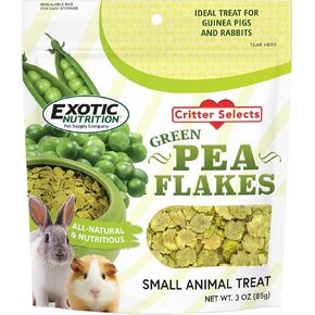Exotic Nutrition Green Pea Flakes 3oz. - Healthy & Unique Treat - Rat, Degu, Prairie Dog, Chinchilla, Hedgehog, Parrot, Guinea Pig, Rabbit, Hamster