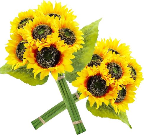 Sunflowers Artificial Flowers 6PCS Fake Sunflowers Bouquet Silk Flowers with Steams Faux Sunflower Decorations for Wedding Baby Shower Party Outdoor Decor,6PCS in Saudi Arabia