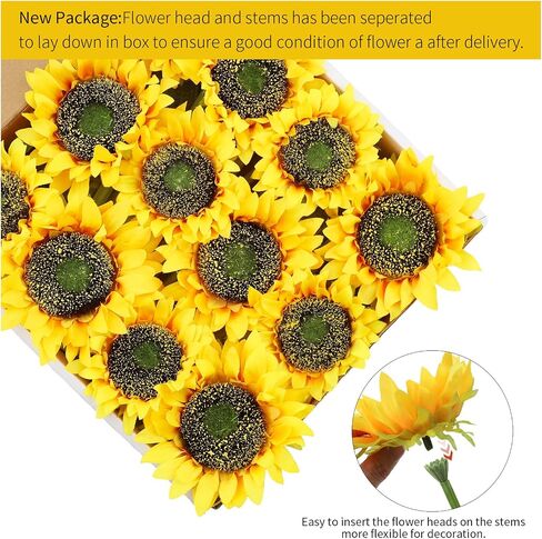 Sunflowers Artificial Flowers 6PCS Fake Sunflowers Bouquet Silk Flowers with Steams Faux Sunflower Decorations for Wedding Baby Shower Party Outdoor Decor,6PCS in Saudi Arabia