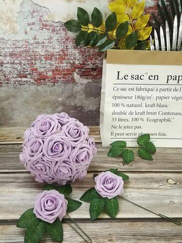 Artificial Flowers 50PCS Real Looking Coral Fake Roses with Stem for DIY Wedding Bouquets Centerpieces Party Baby Shower Home Decorations (Coral) in Saudi Arabia