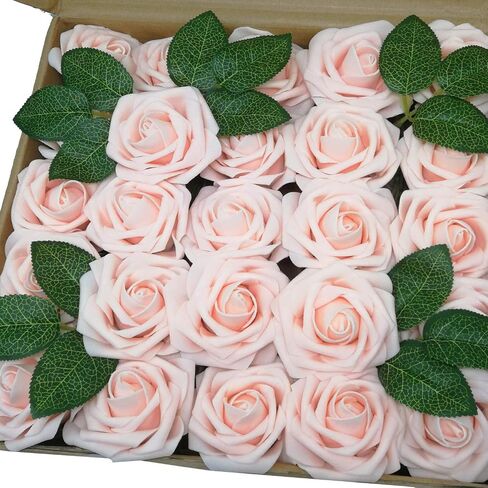 Artificial Flowers 50PCS Real Looking Coral Fake Roses with Stem for DIY Wedding Bouquets Centerpieces Party Baby Shower Home Decorations (Coral) in Saudi Arabia