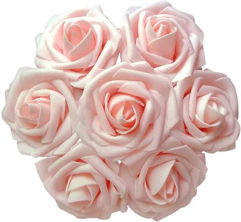 Artificial Flowers 50PCS Real Looking Coral Fake Roses with Stem for DIY Wedding Bouquets Centerpieces Party Baby Shower Home Decorations (Coral) in Saudi Arabia