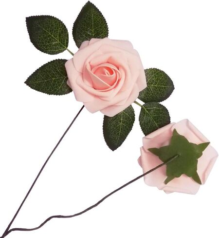 Artificial Flowers 50PCS Real Looking Coral Fake Roses with Stem for DIY Wedding Bouquets Centerpieces Party Baby Shower Home Decorations (Coral) in Saudi Arabia
