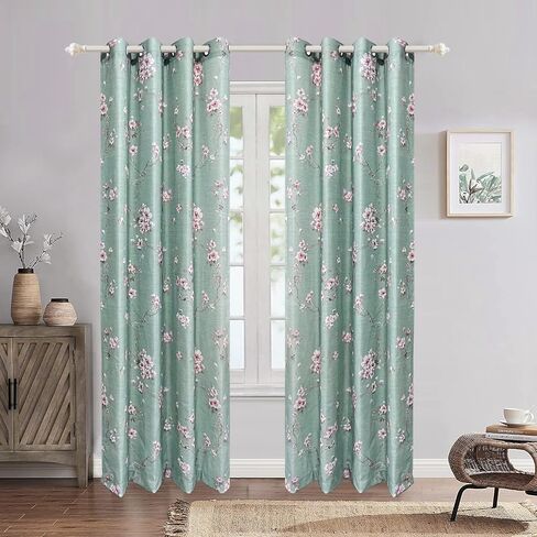 Rod Pocket Window Sheer Panels Floral and Birds Design Door Curtain Sheer Voile Drapes for Living Room Countryside Rustic Vintage Curtain Tulle for Bedroom 1 Panel W39 x H84 Inch in Saudi Arabia