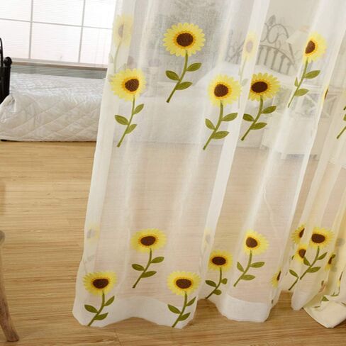 Rod Pocket Window Sheer Panels Floral and Birds Design Door Curtain Sheer Voile Drapes for Living Room Countryside Rustic Vintage Curtain Tulle for Bedroom 1 Panel W39 x H84 Inch in Saudi Arabia