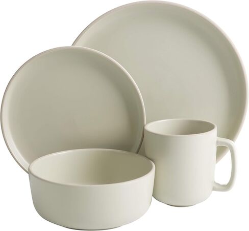 Gibson Home Zuma Stoneware Plates, Bowls, & Mugs Dinnerware Set - Matte Black, Service for Four (16pcs) in Saudi Arabia