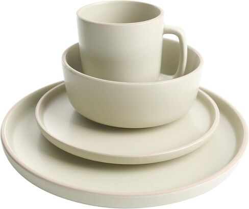Gibson Home Zuma Stoneware Plates, Bowls, & Mugs Dinnerware Set - Matte Black, Service for Four (16pcs) in Saudi Arabia