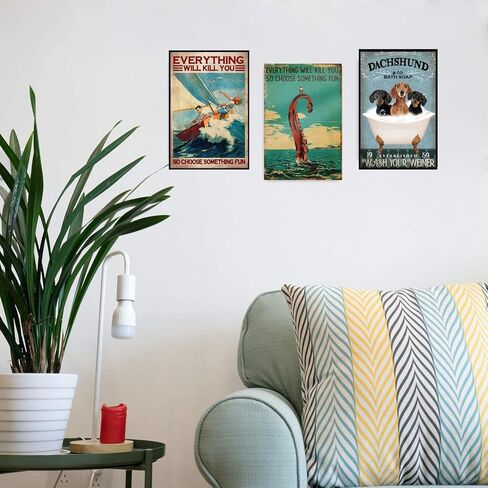 Cusde كل شيء سيقتلك، لذا اختر شيئًا ممتعًا للملاحة والسفر علامة معدنية من القصدير للشاطئ وغرفة النوم والمنزل والحمام والحمام ديكور جداري معدني 8 × 12 بوصة in Kuwait