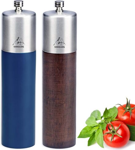 Salt and Pepper Grinder Set, Salt and Pepper Mills, Wooden Salt and Pepper Grinder Set, Blue, Red, Coloured | SB-GW201BLWO in Saudi Arabia