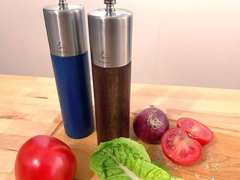 Salt and Pepper Grinder Set, Salt and Pepper Mills, Wooden Salt and Pepper Grinder Set, Blue, Red, Coloured | SB-GW201BLWO in Saudi Arabia