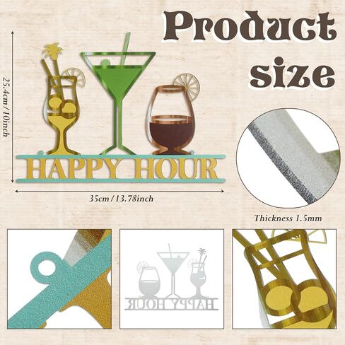 Funrous Bar Signs Wall Decor Happy Hour Sign Art Metal Bar Decorations Vintage Drinks Sign Decorative Drink Bar Sign Plaques for Home Bar Open Pub Decor(Black) in Saudi Arabia