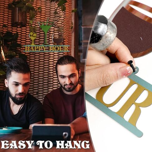 Funrous Bar Signs Wall Decor Happy Hour Sign Art Metal Bar Decorations Vintage Drinks Sign Decorative Drink Bar Sign Plaques for Home Bar Open Pub Decor(Black) in Saudi Arabia