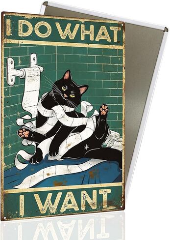 Vintage Black Cat Signs, So Fresh And So Clean Clean Bathroom Cat Sign, Funny Cats Sign Wall Decor for Bathroom Retro Cat Metal Tin Sign, Cat Metal Poster Gift For Cat Lovers 8x12″ in Saudi Arabia