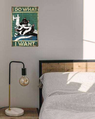 Vintage Black Cat Signs, So Fresh And So Clean Clean Bathroom Cat Sign, Funny Cats Sign Wall Decor for Bathroom Retro Cat Metal Tin Sign, Cat Metal Poster Gift For Cat Lovers 8x12″ in Saudi Arabia